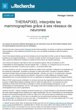 THERAPIXEL interprète les mammographies grâce à ses réseaux de neurones _ larecherche.fr - 06-2018